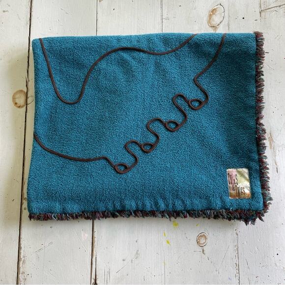 Twirls & Twigs Dinosaur Embroidered Teal Fringe Baby Blanket Throw Blanket - Picture 7 of 7